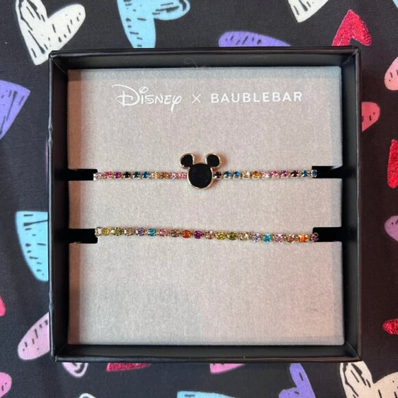 Mickey Mouse Multi Color Rhinestone Bracelet Set DISNEYxBaubleBar NIB - Picture 1 of 3